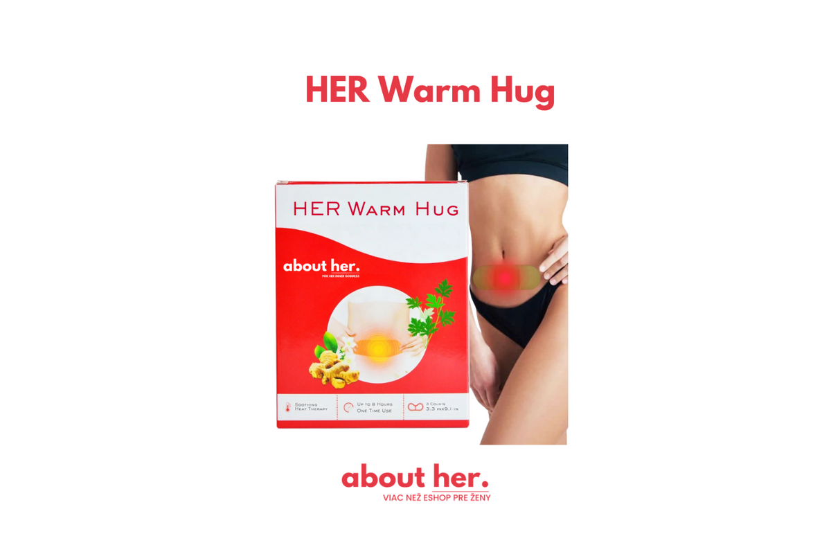 Balenie samohrejivej náplasti HER Warm Hug s ukážkou produktu.