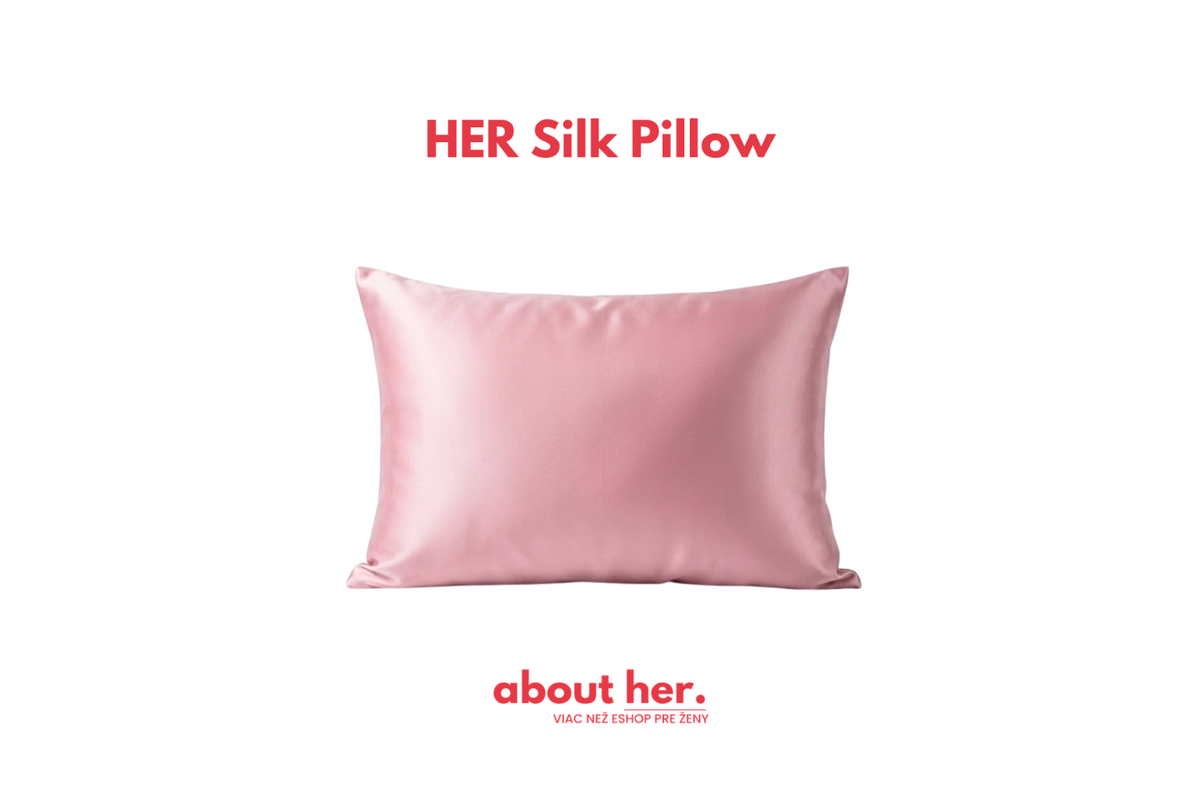 Ružová hodvábna obliečka HER Silk Pillow, originálna fotografia AboutHer.