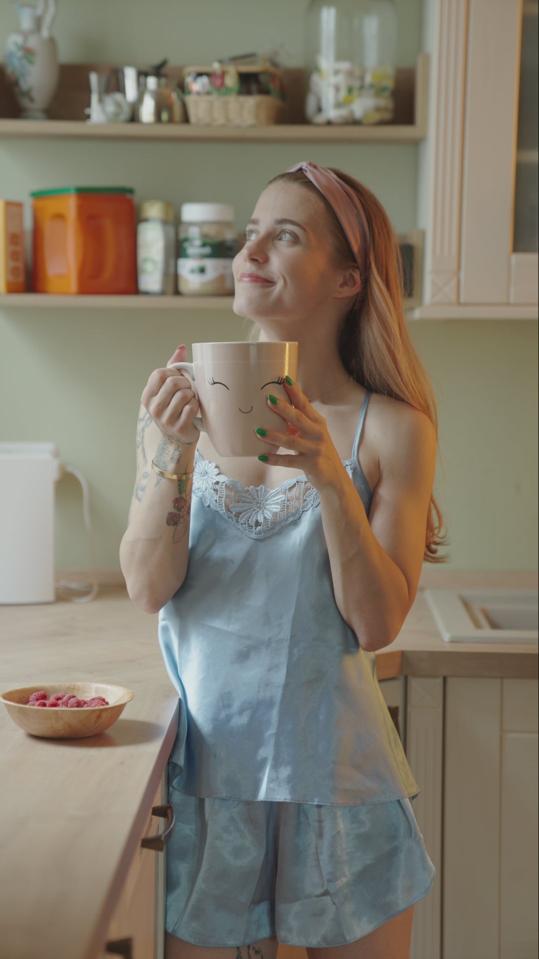 silk head band on a woman